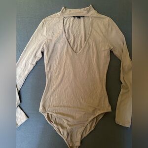 Kendall & Kylie Brown/Taupe Long Sleeve Body Suit